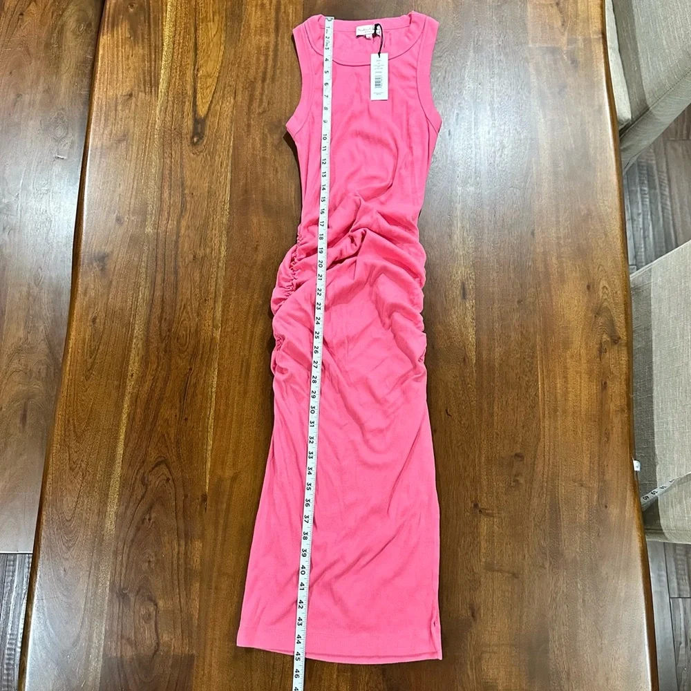 New! Michael Stars Wren Ruched Midi Dress Ribbed Knit Bodycon Womens Size Small - Picture 6 of 7